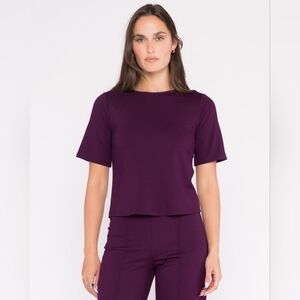 Ripley Rader Plum Ponte Short Sleeve Extended Top